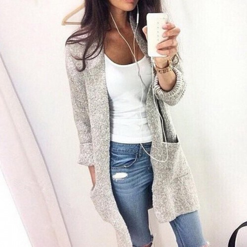 Autumn Winter Fashion Women Long Sleeve loose knitting cardigan sweater Women Knitted Female Cardigan pull femme 